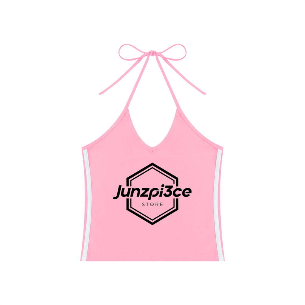 Women's Color Block Halter Crop Tank Top